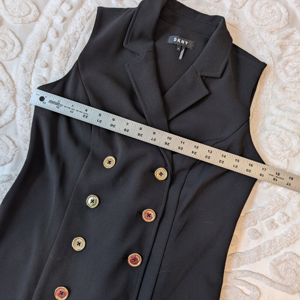 DKNY double-breasted mini dress 4 sleeveless blazer gold buttons EUC Y2K - Picture 4 of 10